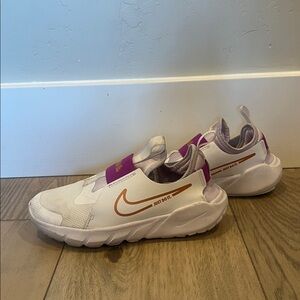 Nike White and Purple Slip-On Shoes with Orange Logo